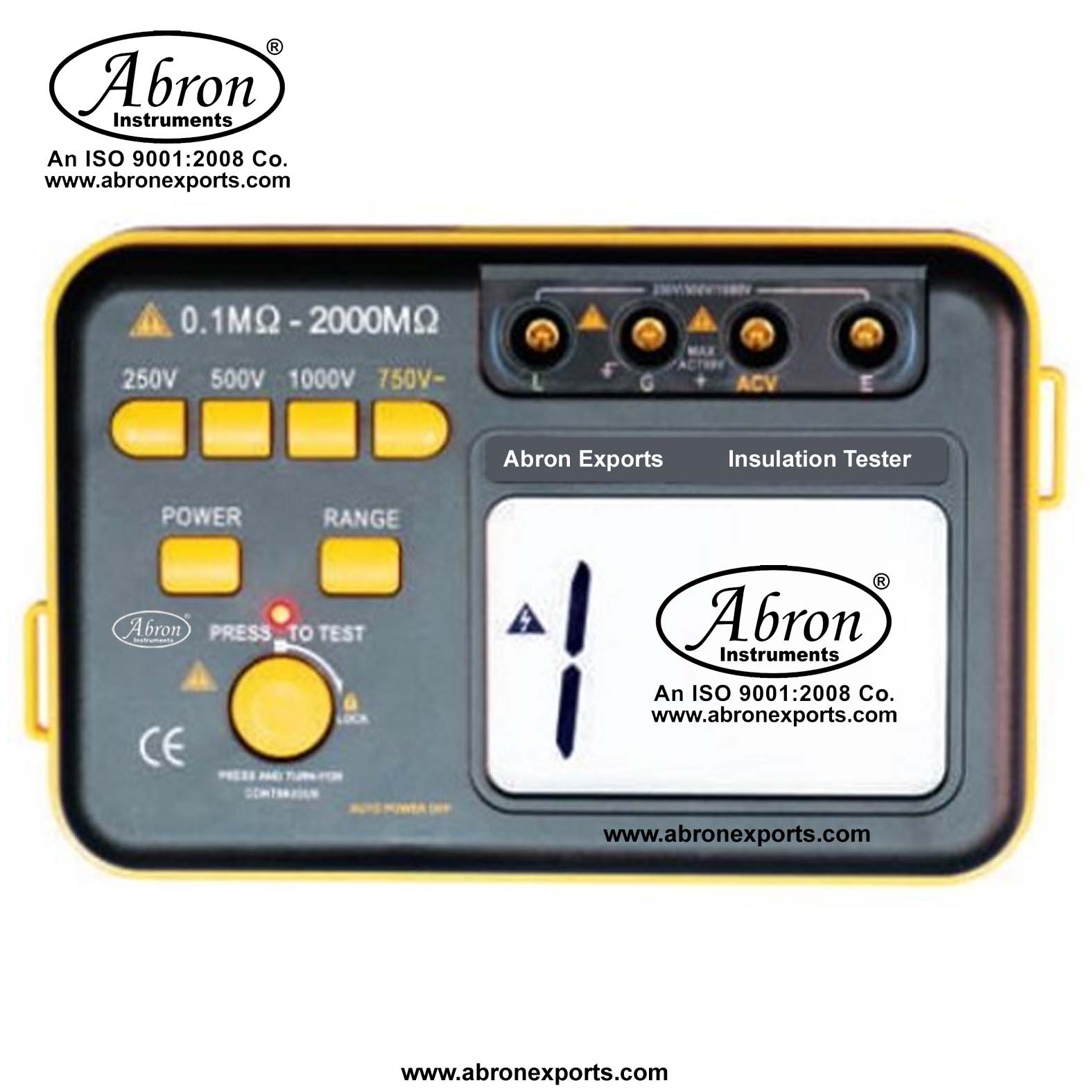 Insulation Tester Megger Digital Battery LCD 2000Meg Ohms 1000V Abron AE-1318-D2